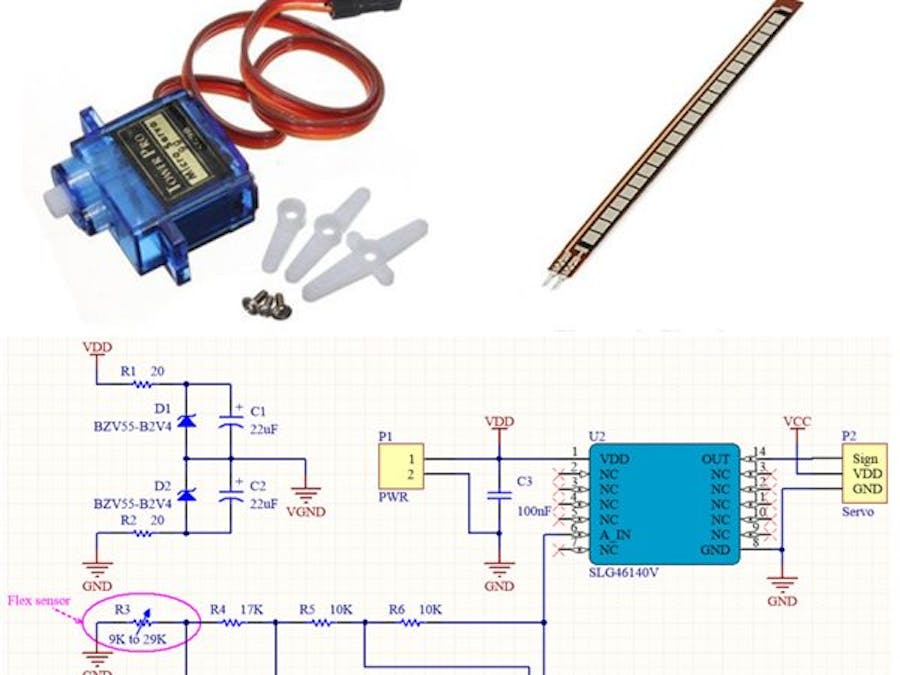 Flex Sensor-Controlled Servo Motor