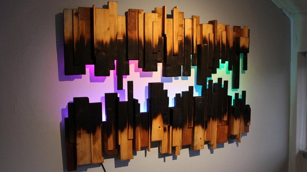 Beautiful Burned Wood LED Wall Art 