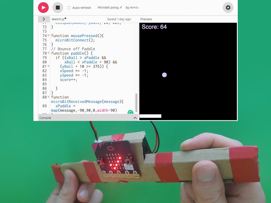 Connect the micro:bit to P5.js to Play Pong