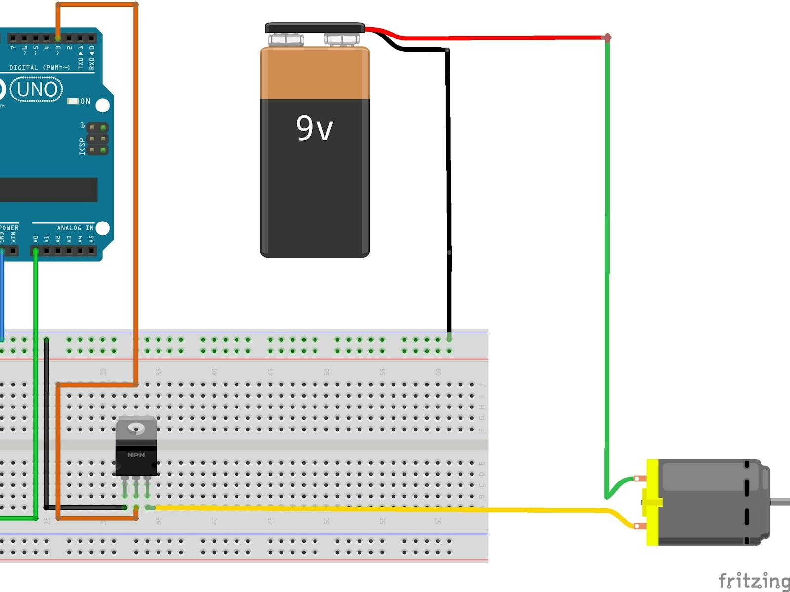 Control Dc Motor With Npn Transistor And Arduino Pwm