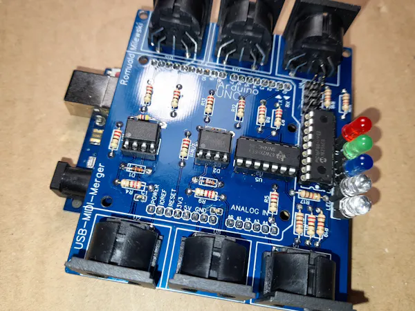 Midi thru and merge with Arduino interface MIDIUSB