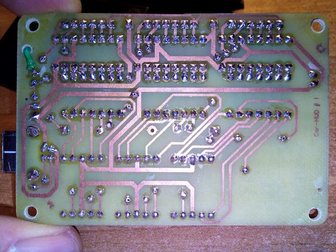 Bottom view of PCB #1 (at top left a modification on the fly...)