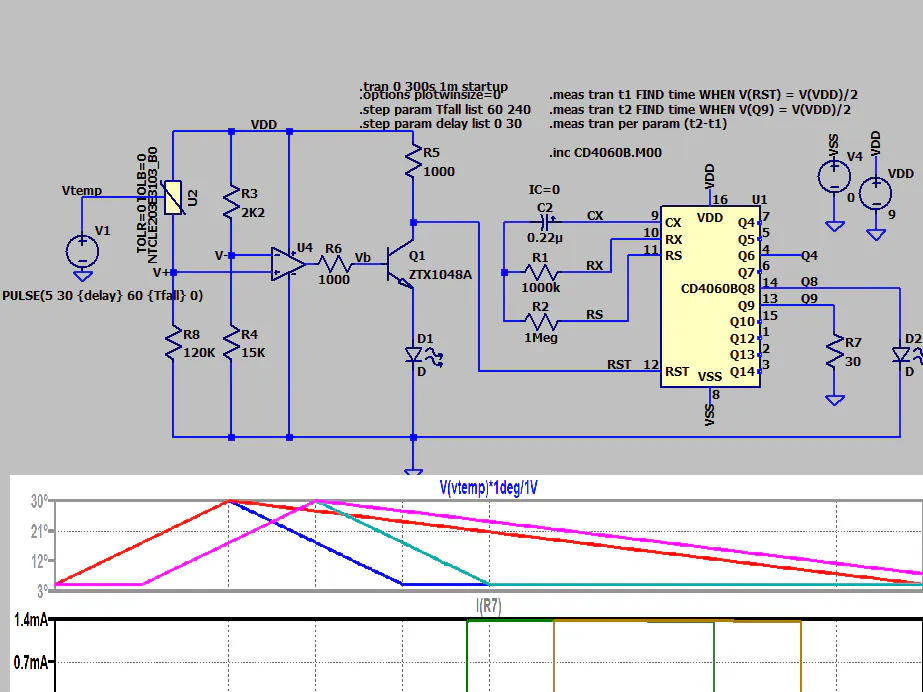 LTspice simulation of Cold Temperature Alarm Circuit - Hackster.io