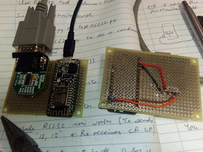 Huzzah Feather ESP8266 with MAX3232 as RS232 to wifi device