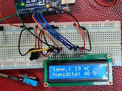 LC displays temp & humidity