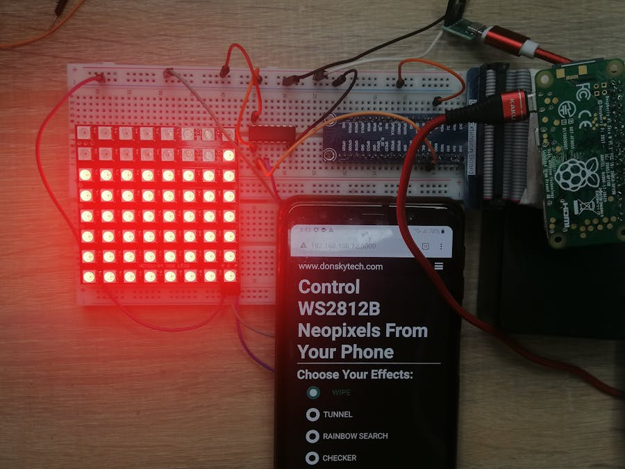 Mobile Phones Controlled WS2812B Neopixels - Raspberry Pi
