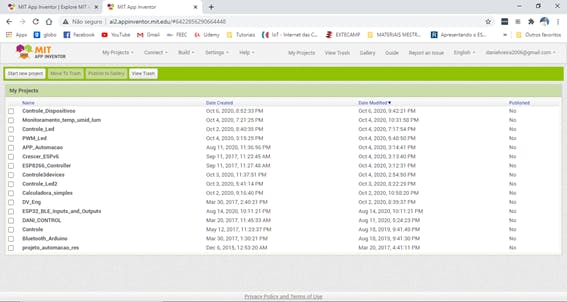 Figure 7 - App Inventor home screen.