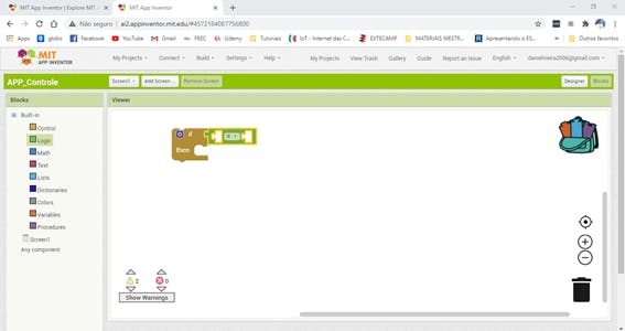 Figure 9 - App Inventor block programming part.
