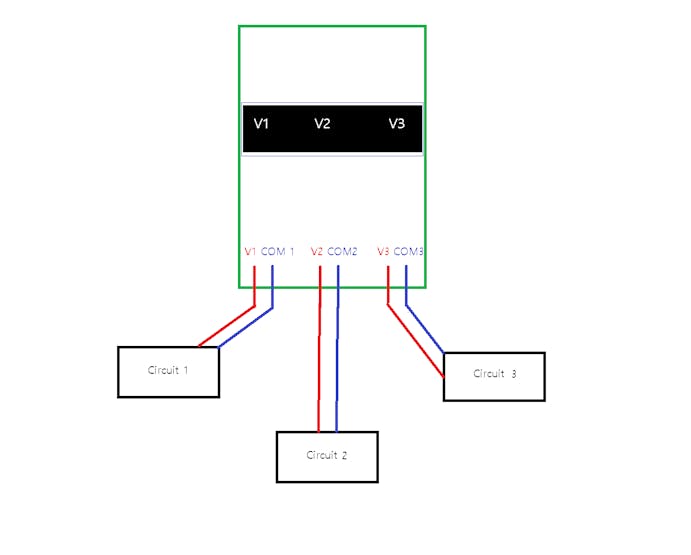 3 different voltage measurements on 3 different circuits