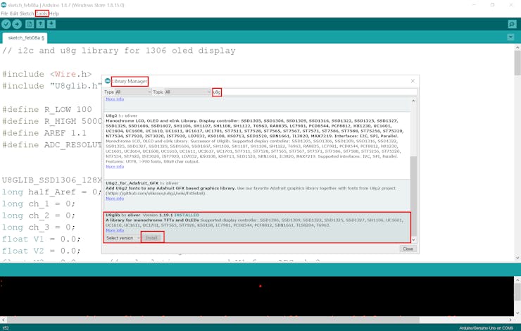 Installing u8g library