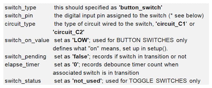 button type switches - preset definitions