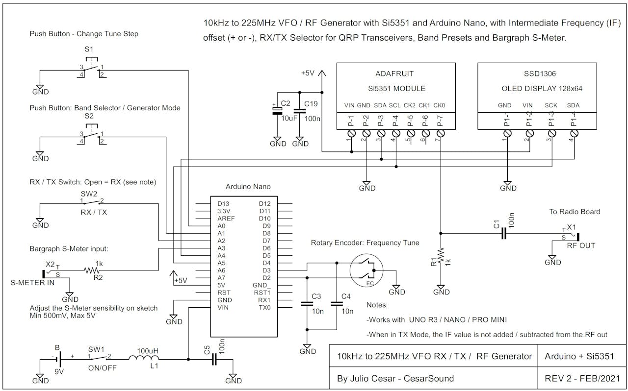 10khz To 225mhz Vfo Rf Generator With Si5351 Version 2 Arduino Project Hub