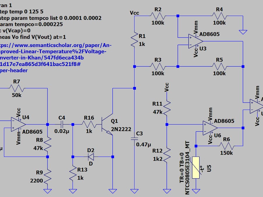 Maximal linearity for temperature sensing with NTC (LTspice)