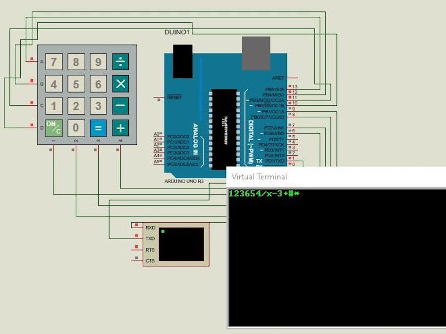 Simulation of Calculator Keypad with Arduino in Proteus