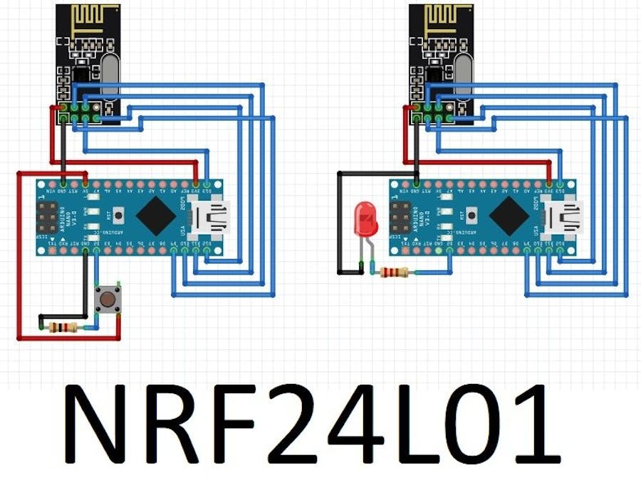 Controls a LED from NRF24L01 
