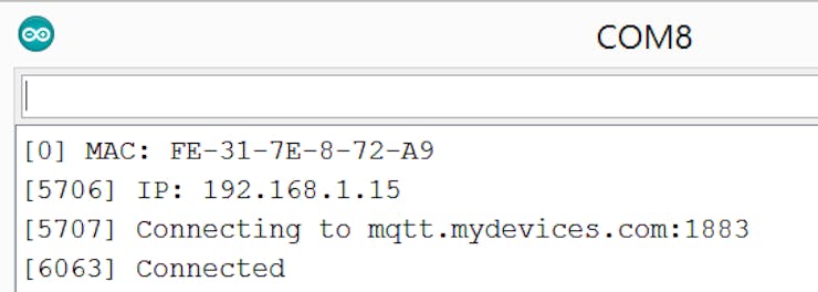 Fig. 7. Cayenne log prints on Serial Monitor.