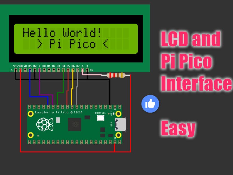 Raspberry Pi Pico & LCD1602 interface on free Pico Simulator