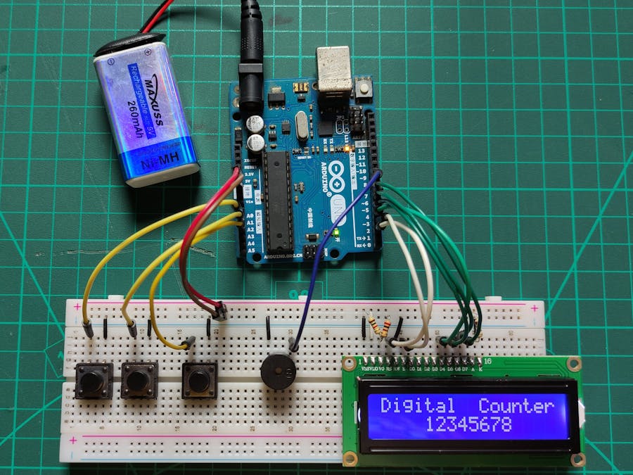 Arduino based Digital Counter with LCD display and Push butt