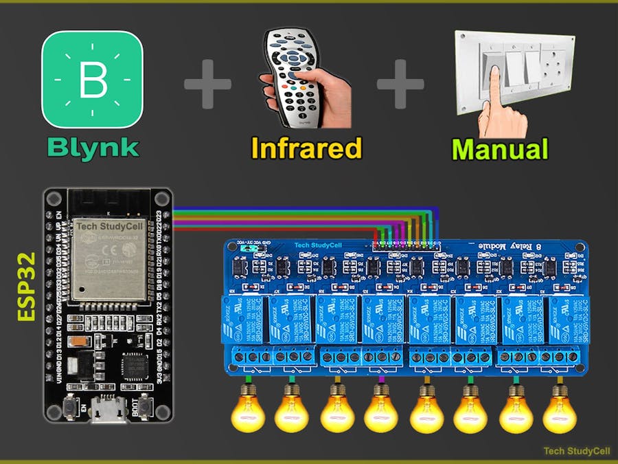 Home Automation using Blynk IR Remote & ESP32 - IoT Projects