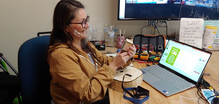 Stephanie working hard