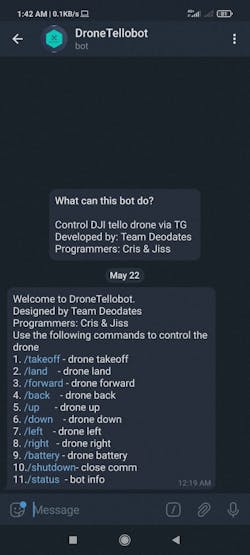 Custom developed bot: @DroneTellobot