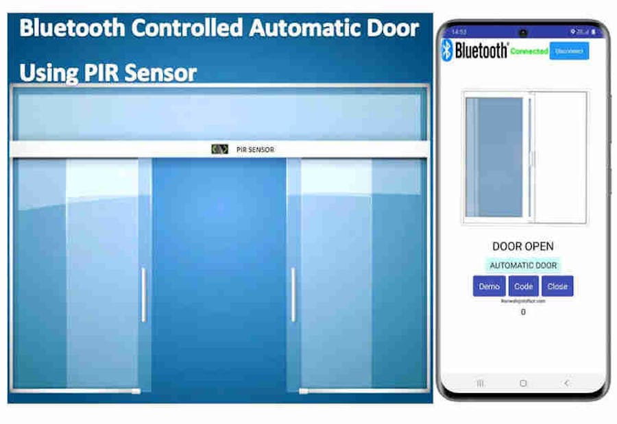 Bluetooth Controlled Automatic Door using PIR Sensor