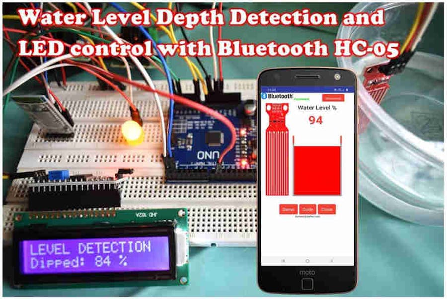 Water Level Depth Detection and LED control with Bluetoot...