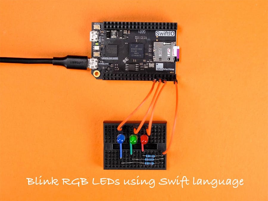 Blink RGB LEDs One by One Using Swift Language