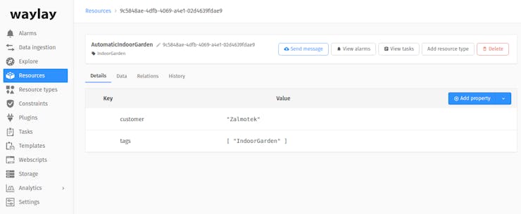 Creating a resource on Waylay IO