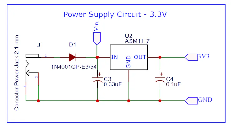 Figure 3 - AMS117 3V3 with input voltage of Jack Conector.