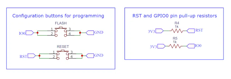 Figure 7 - Circuit to program ESP8266 ESP-01 and reset the board.