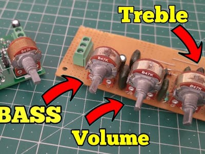 Bass treble and volume control audio preamp circuit