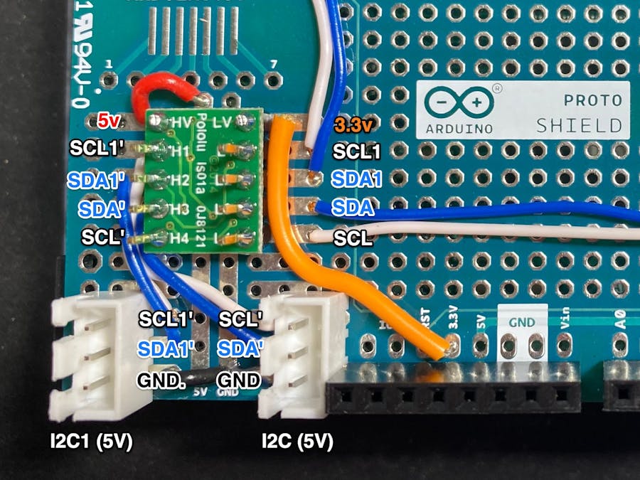 Simple DIY Dual port I2C level shift shield for Arduino Due