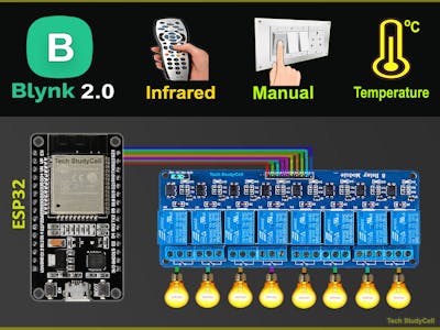 IoT Projects using ESP32 Blynk & IR Remote control Relays