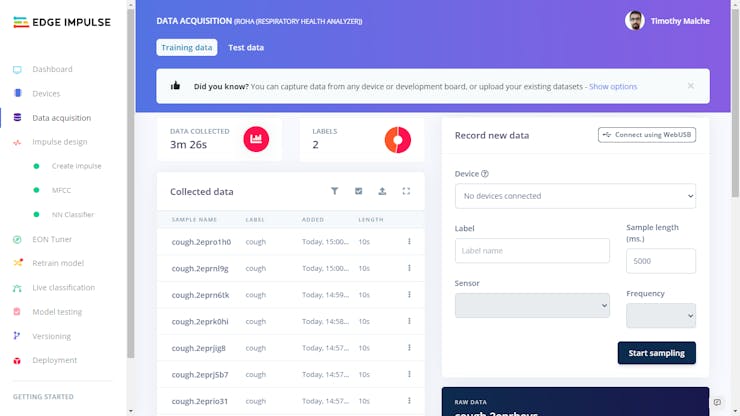 Data on Edge Impulse