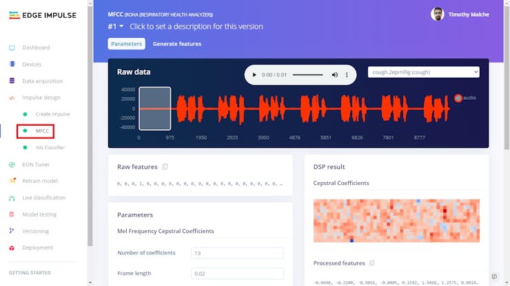 MFCC verify/filter data