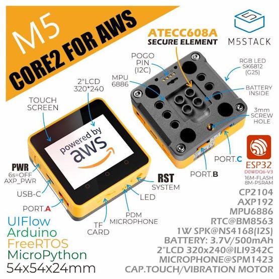 M5Stack Core2 ESP32 IoT Development Kit for AWS IoT EduKit