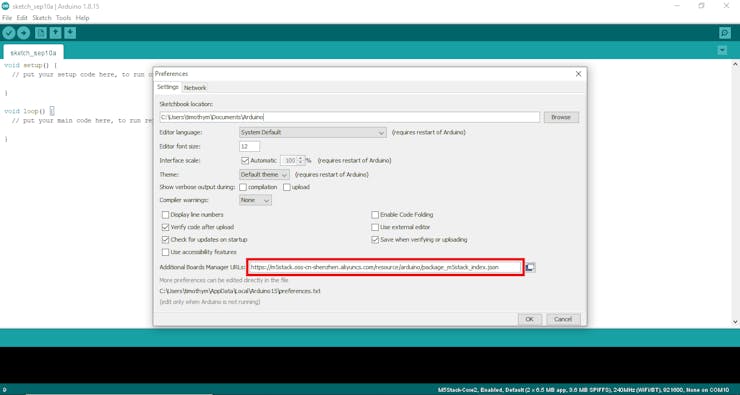 Additional Boards Manager URL