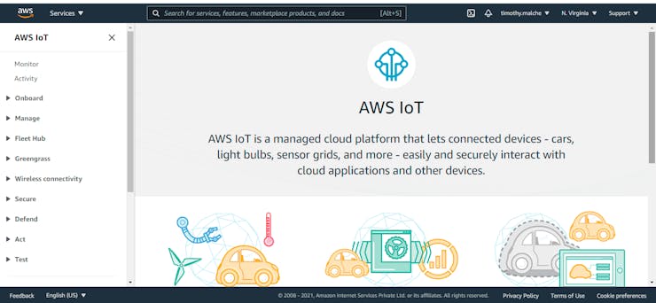 AWS IoT main page