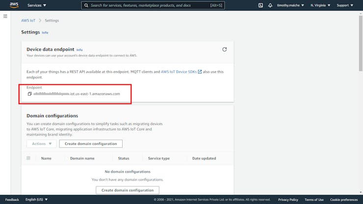 AWS IoT Endpoint name