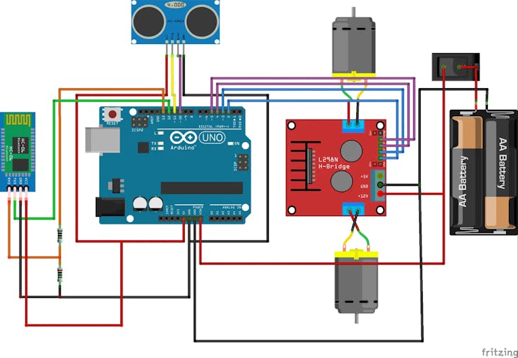 Figure 15 - Electronic Schematic of the Mobile Robot with 2 wheels.
