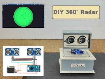 360° Arduino Radar with 2xHC-SR04 Sensors