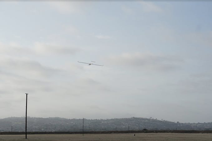 Plane in the air, flying autonomously