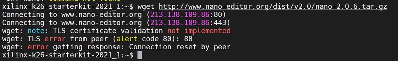 KRIA kv260 petalinux build nano from source on the MPSoC 