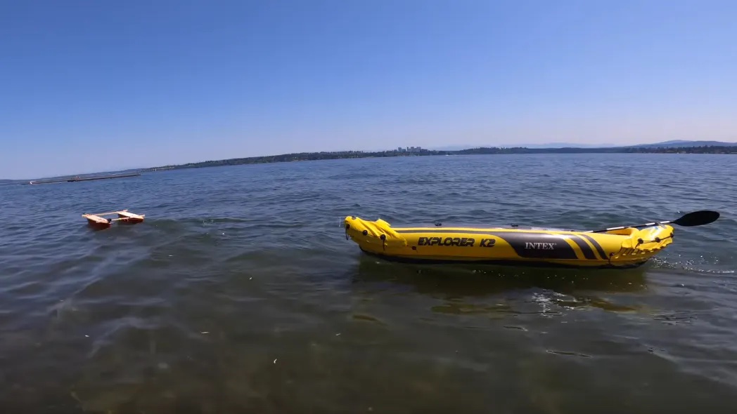 rc boat pulling kayak