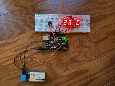 Temperature Monitor Using 4 Digit 7 Segment Display