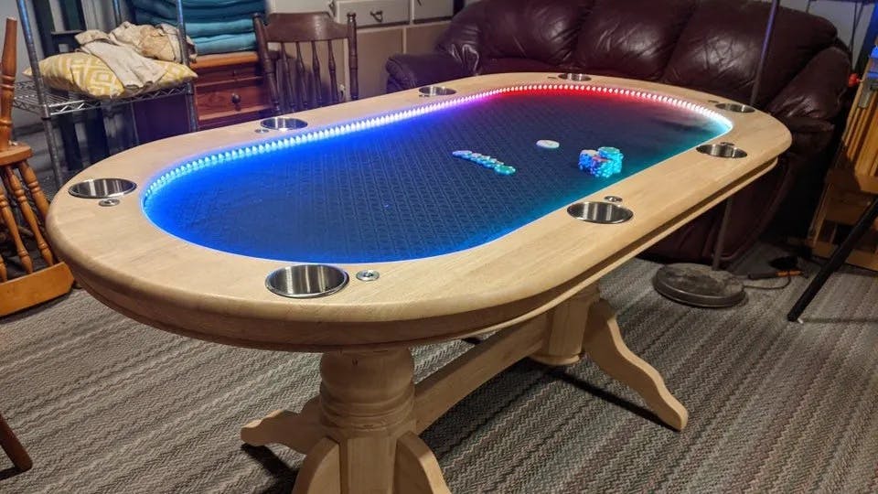This DIY Poker Table Uses RGB LEDs to Dictate the Flow of Game - Hackster.io