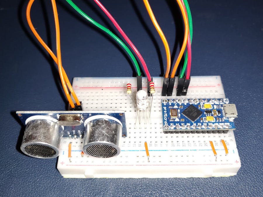 HC-SR04 Ultrasonic Sensor with LED feedback