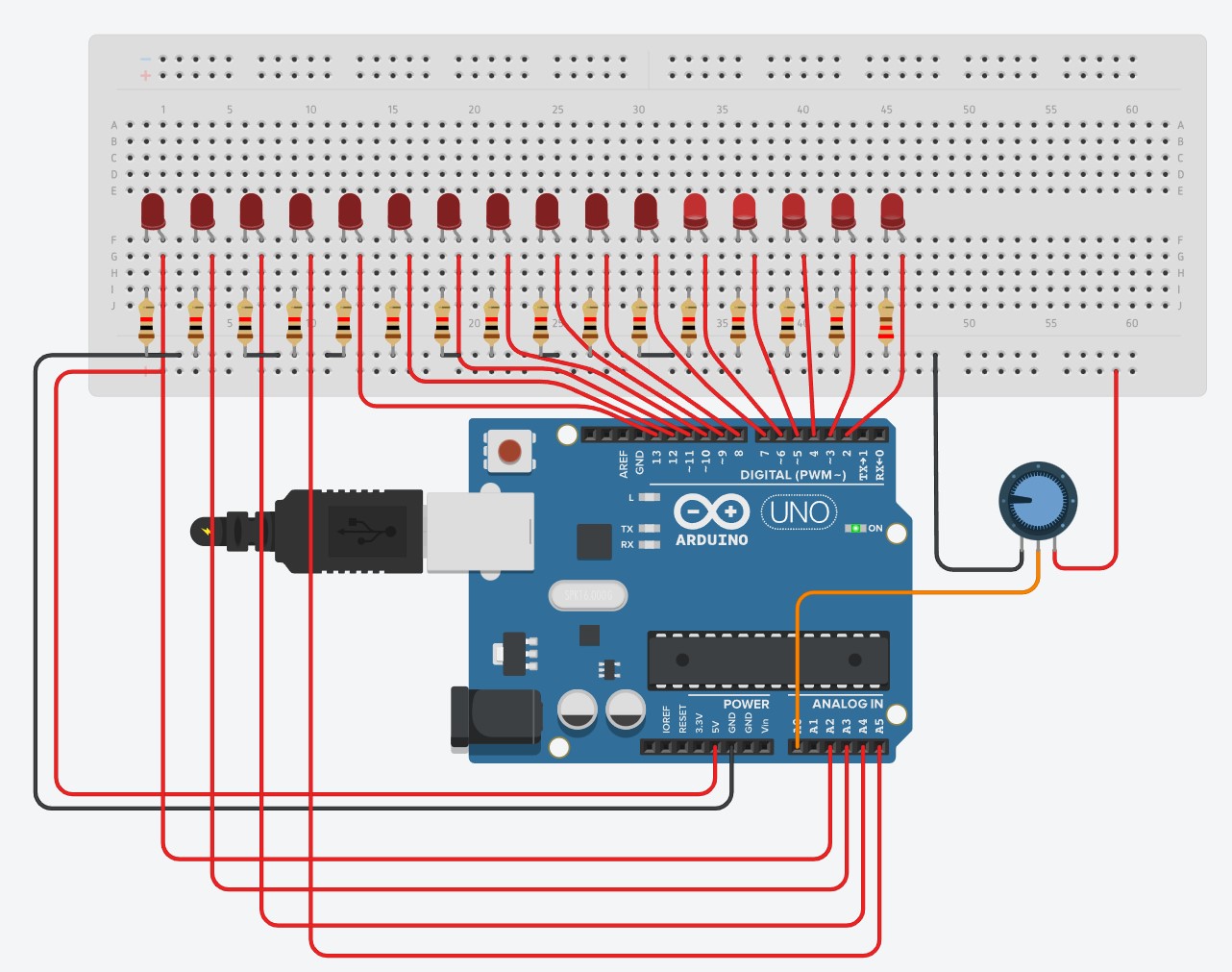 Arduino LED Lauflicht - Knight Rider - mit Source Code 