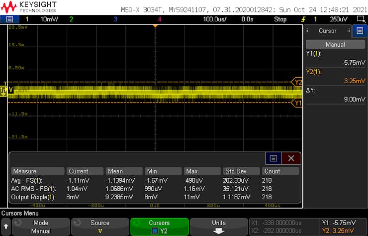 Ripple (AC) at the 3.3V rail
